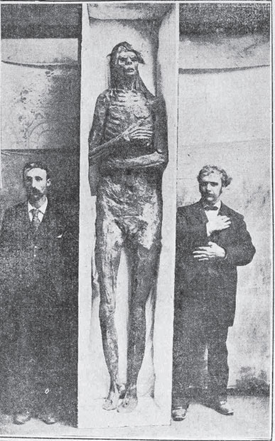Knochen und Mumien von außerordentlich hochgewachsenen Menschen, bis zu 3,50 Meter groß, sind in Nordamerika gefunden worden. Zu Beginn des letzten Jahrhunderts waren die amerikanischen Zeitungen voll mit diesen Meldungen. 